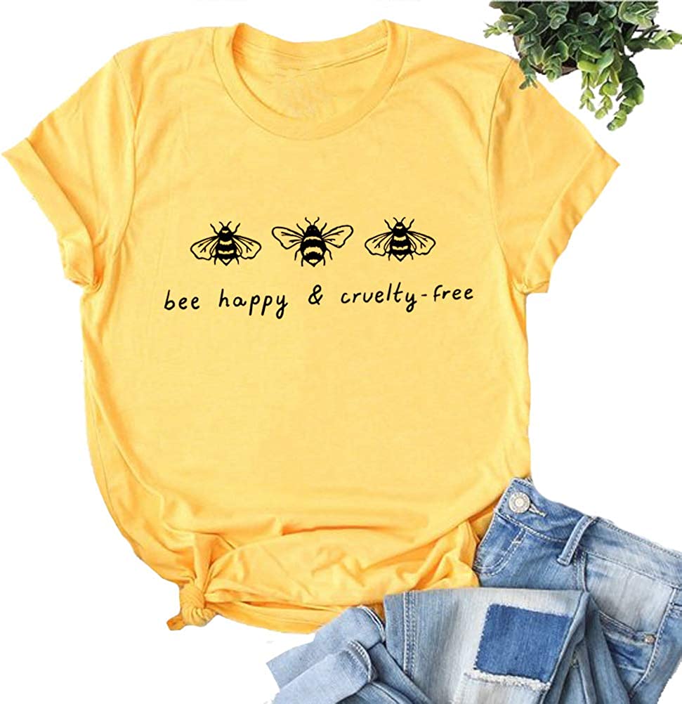 Women Bee Happy & Cruelty Free T-Shirt