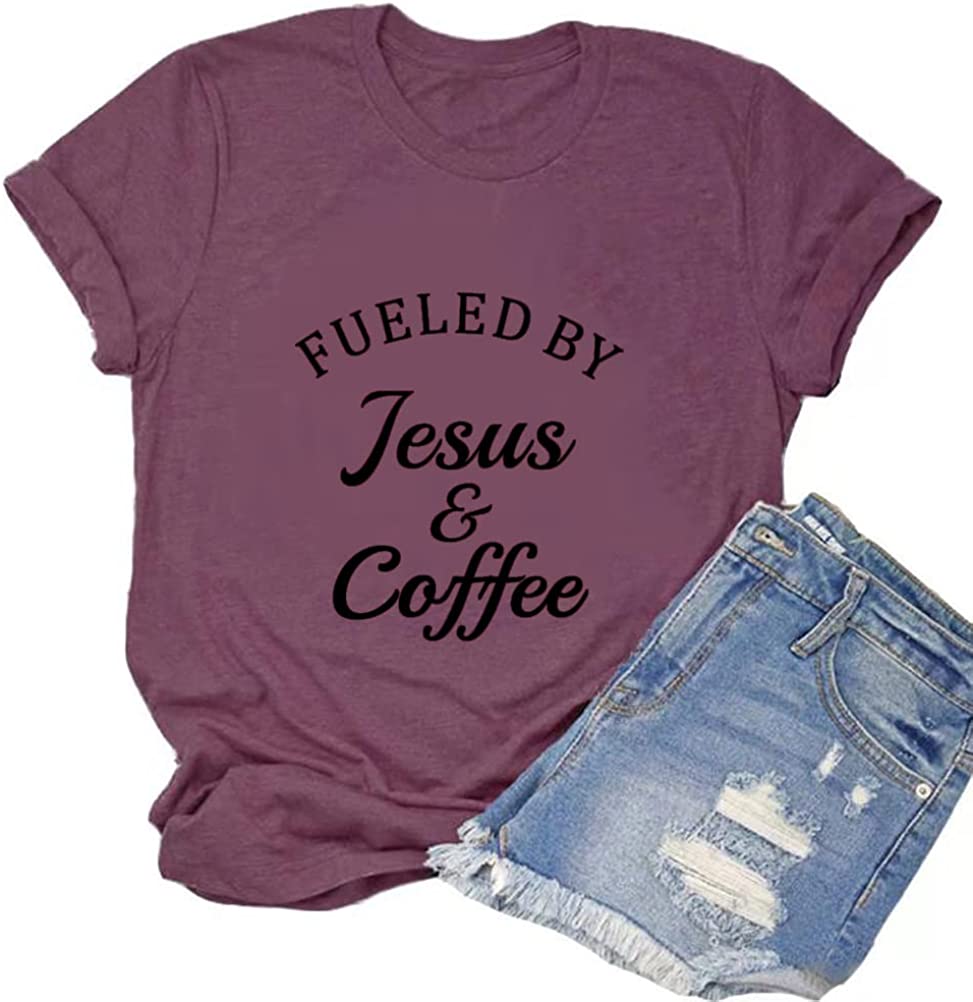 Women Fueled by Jesus and Coffee T-Shirt Christian Shirt