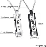 Couples Stainless Steel Pendant Necklace Personalized Matching Necklaces Set for Couple with Name Lettering Date Engraved