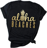Women's Hola Beaches Pineapple Tank Top Aloha Beaches T-Shirt Pineapple Shirt