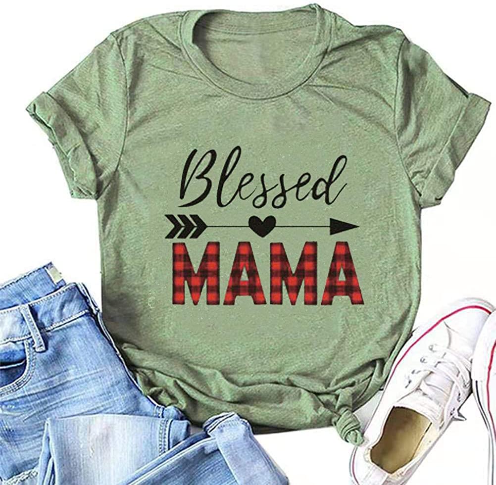 Women Blessed Mama T-Shirt Mama Shirt