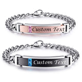 NEHZUS Couples Bracelets Stainless Steel Personalized Bracelet Custom Engraving Anniversary Gifts