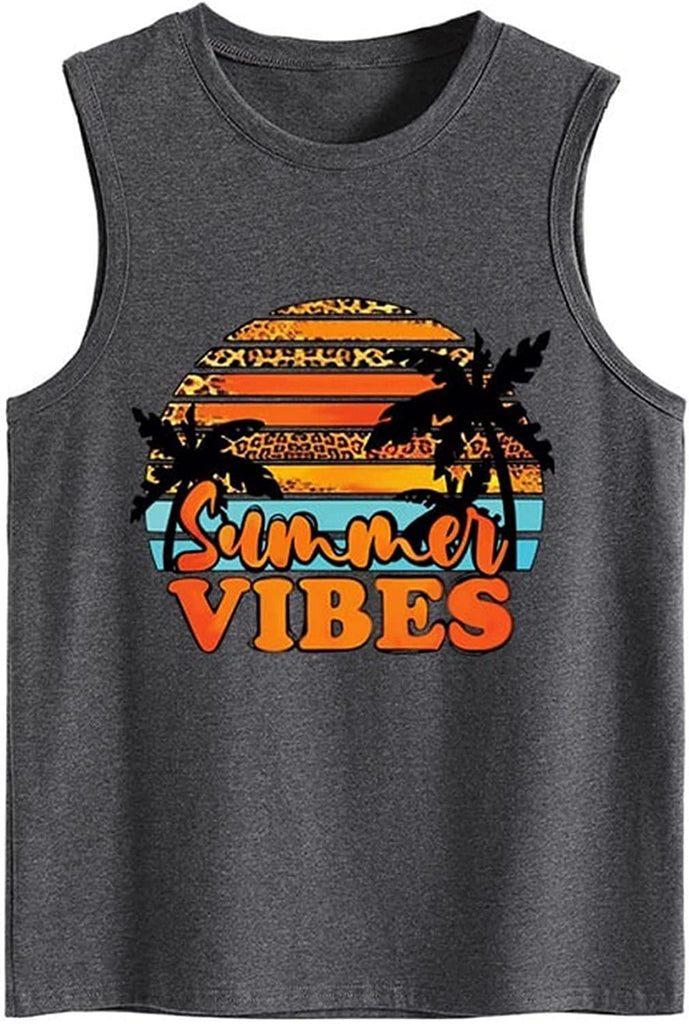 Summer Vibes Tank Tops Women Positive Life Holiday Quote Summer Vacation Cute Beach Shirt