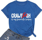 Women Crawfish is My Favorite Season T-Shirt Love Crawfish Graphic Tees