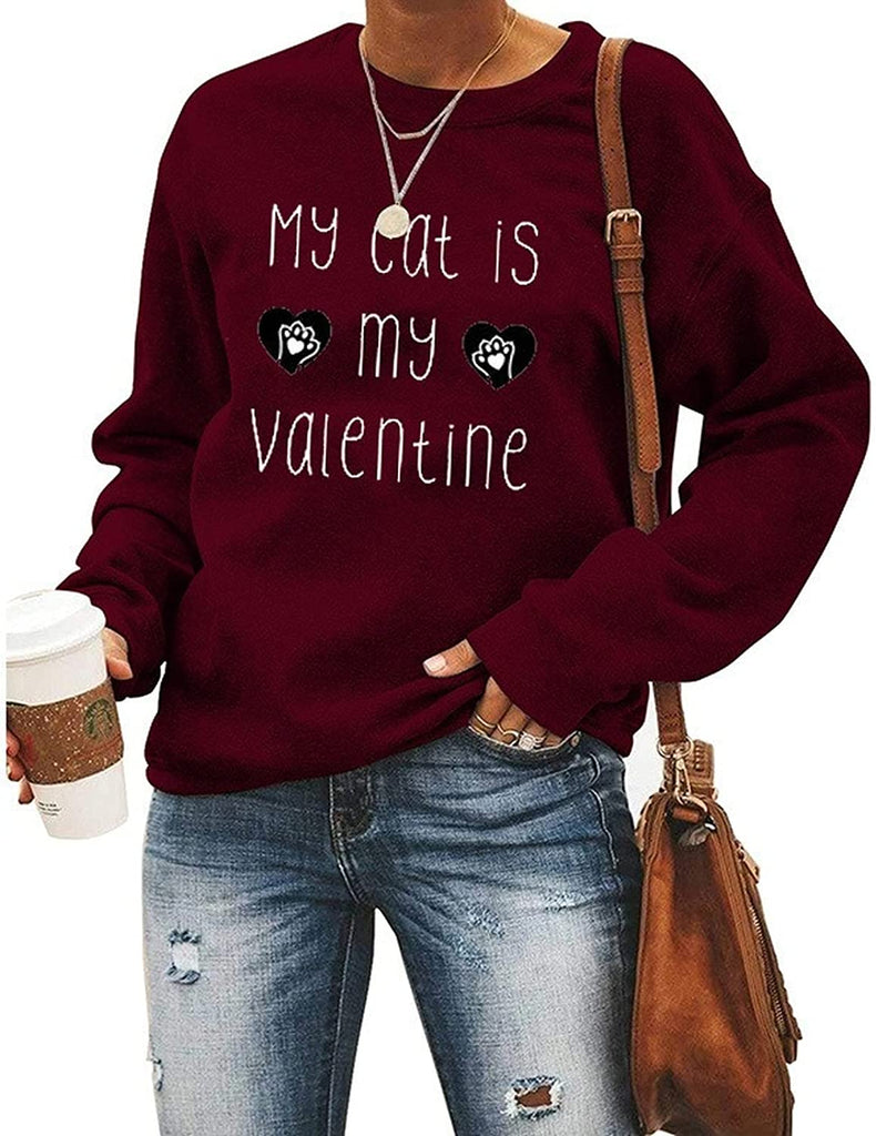 My Cat Is My Valentine Sweatshirt Women Valentines Day Gift Sweater