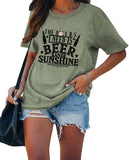 Women Vacation Summer Shirt The Only BS I Need is Beer and Sunshine Tees Tops