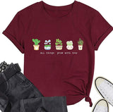 Women Positive Vibes T-Shirt All Things Grow with Love Plant Addict Shirt