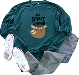 Sloth Shirt Women My Spirit Animal Long Sleeve Graphic Blouse