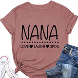 Women Mother's Day T-Shirt Love Laugh Spoil Grandma Tees