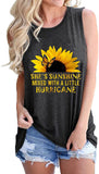 Women She's Sunshine Mixed with A Little Hurricane Graphic Shirt Sunflower Tank Tops