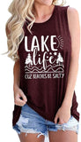 Women Lake Life Cuz Beaches Be Salty Funny Shirt Lake Life Graphic Shirt