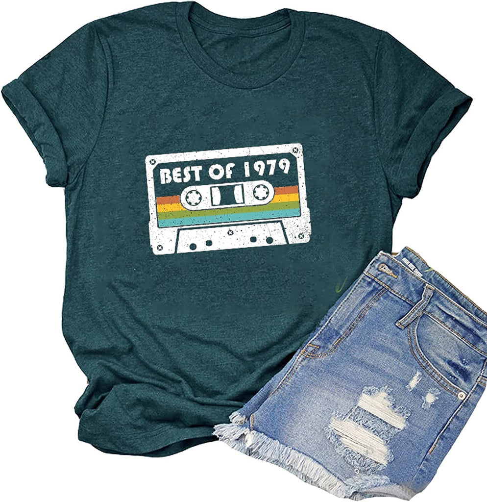 Women Pesonalise Vintage Cassette T-Shirt Best of 1979 Tee Tops
