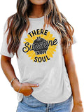 Sunflower T-Shirt Women There is Sunshine in My Soul Graphic Tees