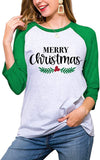 Merry Christmas Shirt 3/4 Sleeve Graphic Blouse