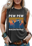 Women Pew Pew Madafakas Shirt Funny Pew Pew Cat Shirt Women Graphic Tank Top