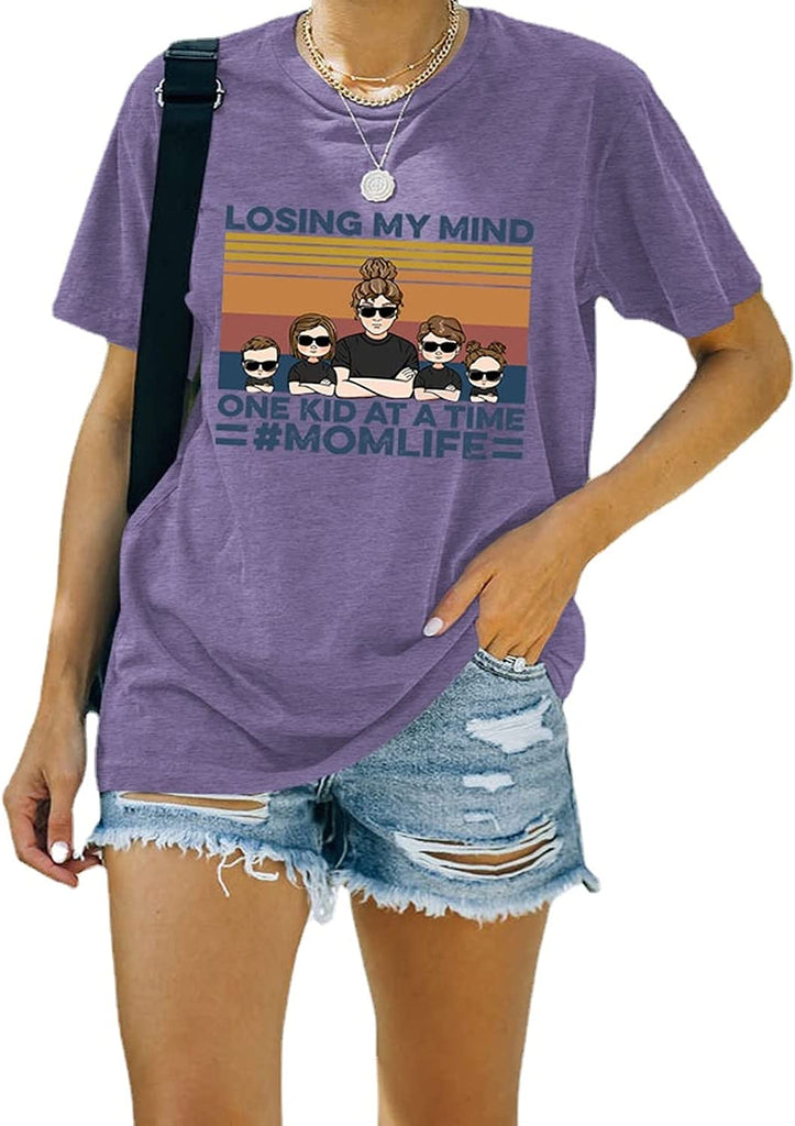 Funny Mom Shirt Women Losing My Mind One Kid at A Time Shirt T-Shirt