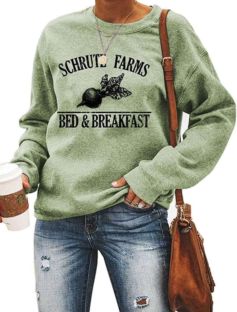 Women Long Sleeve Schrute Farms Red & Breakfast Sweatshirt