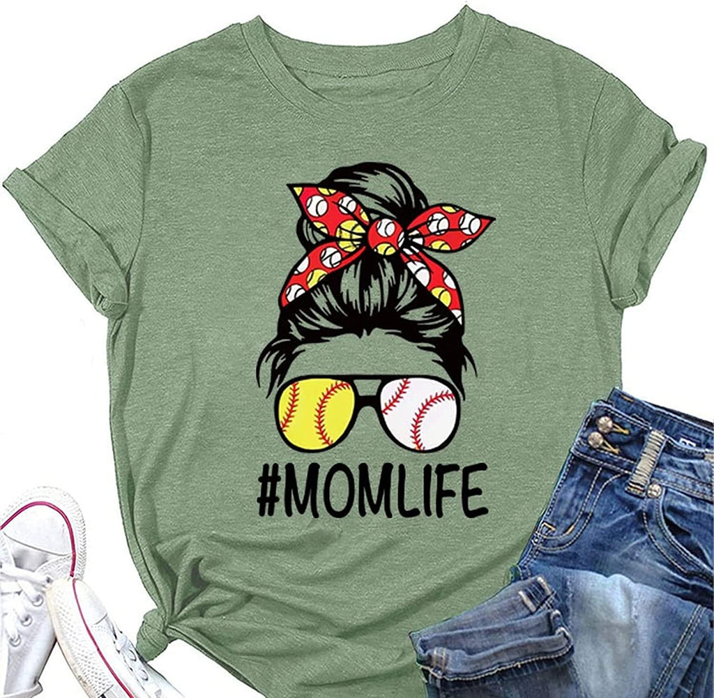 Mom Life Football T-Shirt Women Football Mom Graphic Tees