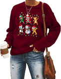 Women Santa Squad Snowman Girl with Bow Deer Sweatshirt Christmas Shirt