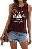 Women Happy Camper Tank Tops Camping Adventure Nature Lover Shirt