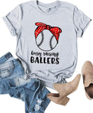 Women Busy Raising Ballers Baseball T-Shirt Casual Graphic T-Shirt