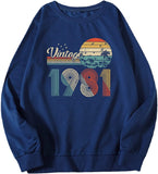 Vintage 1981 Sweatshirt 40 Years Old Birthday Gift Long Sleeve Shirt for Women