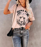 Women Mama Bear T-Shirt Hollow Out Mama Bear Shirt