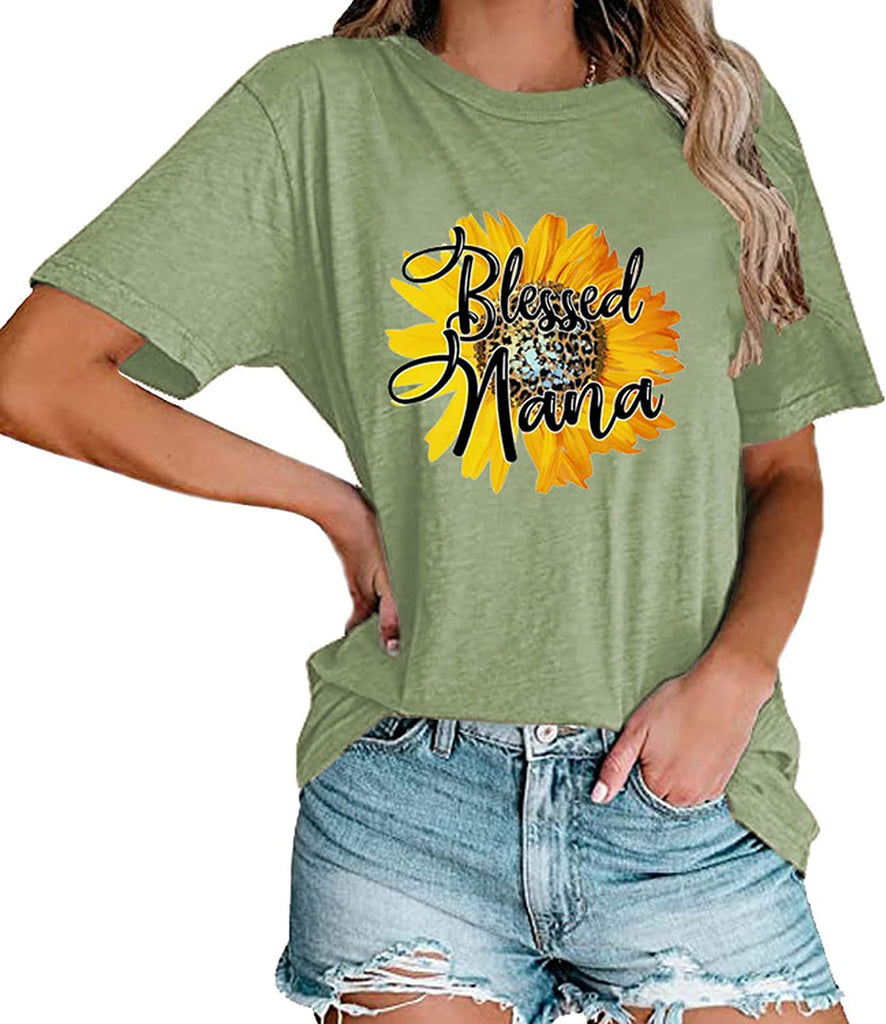 Blessed Nana Sunflower T-Shirt Women Cute Granny Gift Tees