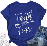 Women Faith Over Fear Shirt Religious Inspirational Christian T-Shirt