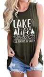 Women Lake Life Cuz Beaches Be Salty Funny Shirt Lake Life Graphic Shirt