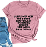 Sunflower Mom T-Shirt for Women Cute Sunflower Shirt