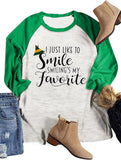 Women I Just Like to Smile Smiling's My Favorite X-Mas Blouse 3/4 Sleeve Christmas Shirt