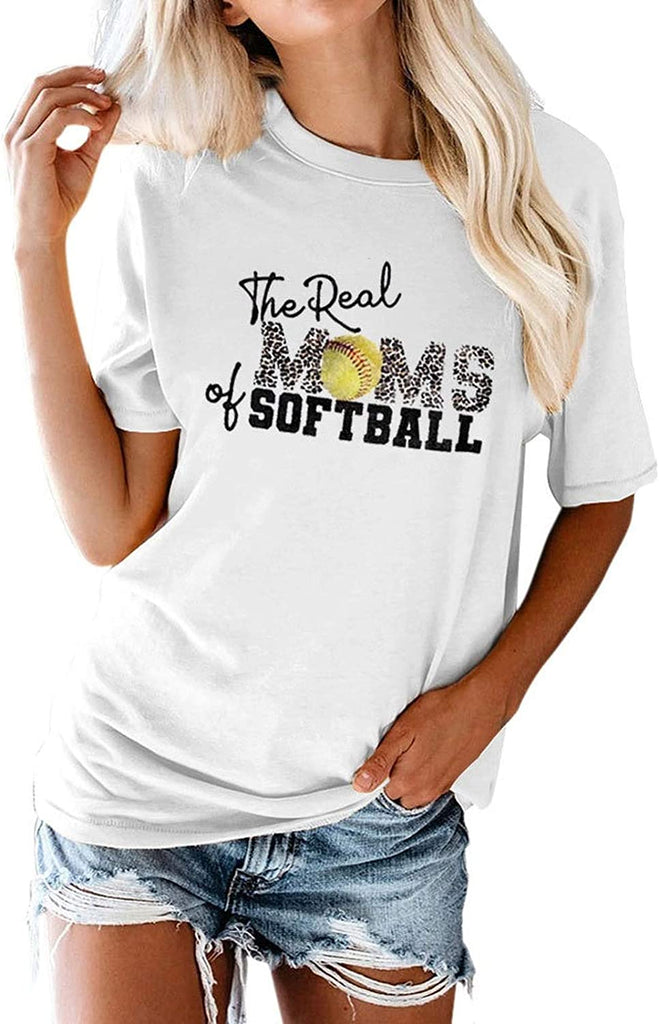 Women The Real Moms of Softball T-Shirt Softball Mom Shirt