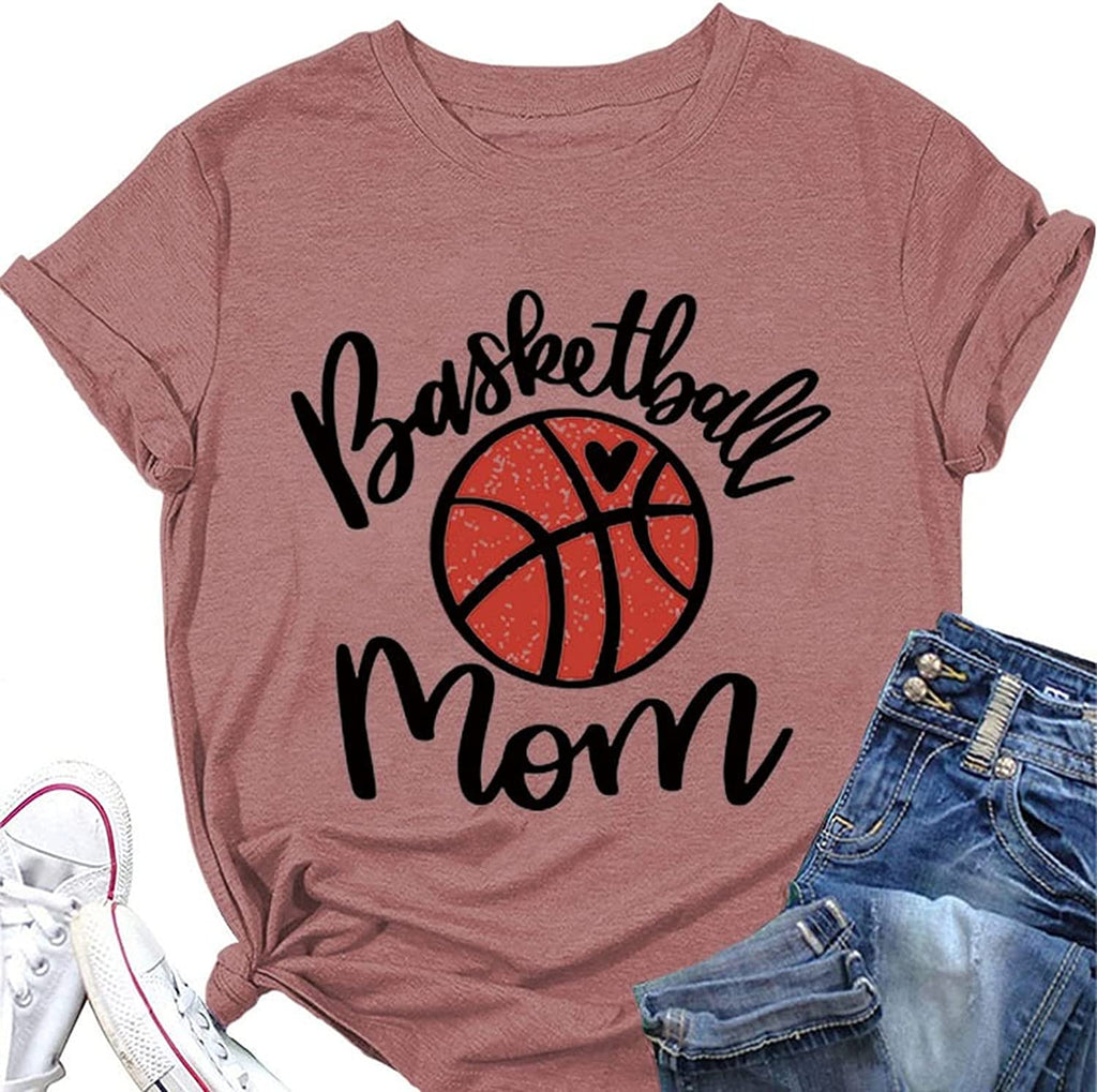 Women Basketball Mom T-Shirt Short Sleeve Mother Day Shirt