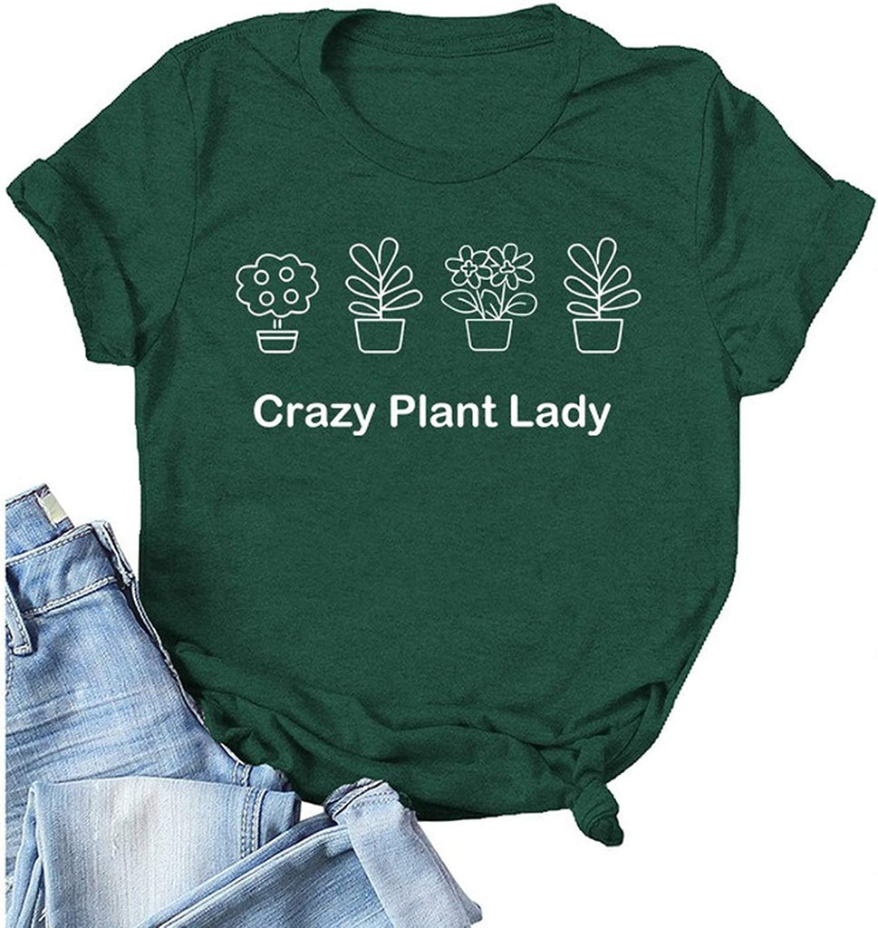 Women Crazy Plant Lady Graphic T-Shirt