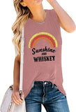 Women Sunshine and Whiskey Rainbow Tank Tops Shirt