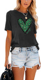 Women Cheetah Heart Lucky T-Shirt St Patricks Day Shirt