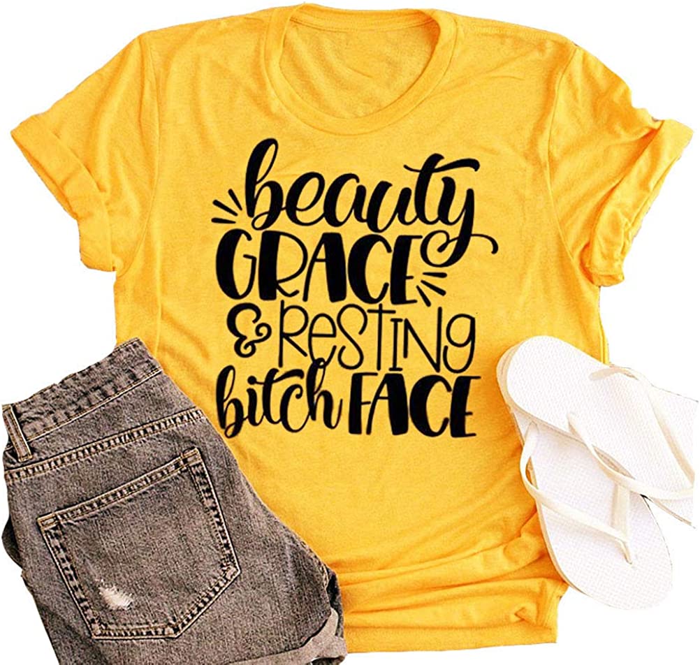 Women Beauty Grace & Resting Bitch FACE T-Shirt Graphic Shirt