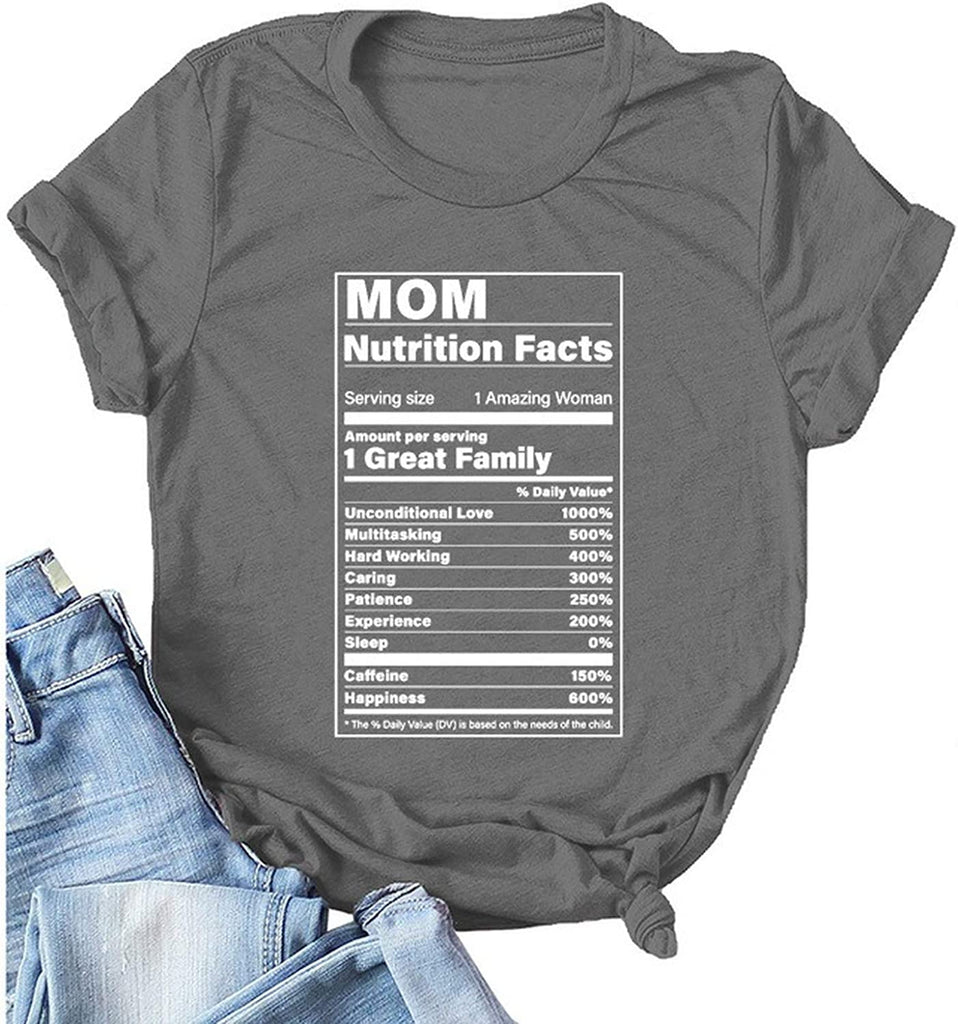 Women MOM Nutritional Facts T-Shirt Gift for Mom