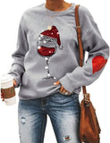 Women Christmas Wine Shirt Santa Wine Glass Sweatshirt