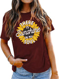 Sunflower T-Shirt Women There is Sunshine in My Soul Graphic Tees