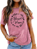 Blessed Mama Shirt Women Floral Mom T-Shirt