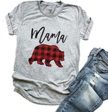 Women Plaid Mama Bear T-Shirt