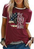 Women Home of The Free Because of The Brave T-Shirt American Flag Shirt