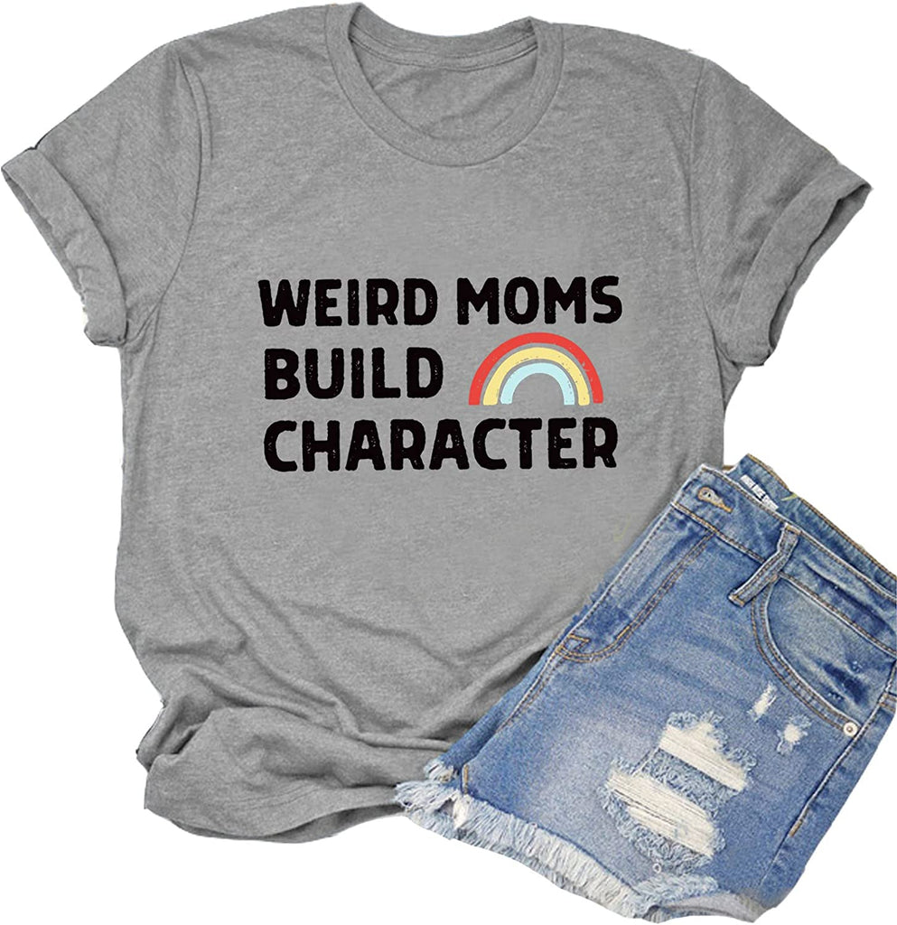 Women Weird Mom Builds Character Shirt Funny Graphic Shirt Mom Tank Top