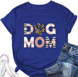 Dog MOM Tees Women Leopard Footprints Graphic Shirt