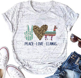 Women Peace Love Llamas T-Shirt Llama Shirt
