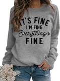 Women's Casual Sweater It's Fine I'm Fine Everything is Fine Round Neck Loose Bottom Shirt Female