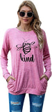Bee Kind Shirt Gift Women Long Sleeve Bees Blouse with Pockets