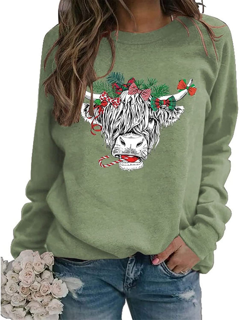 Women Cute Cow Sweatshirt Cow Lover Shirt